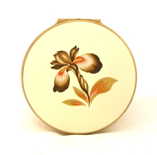 Vintage 1960s Stratton orchid powder compact